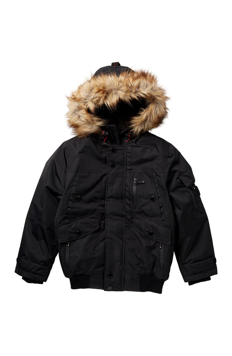 Noize Max Faux Fur Trimmed Hood Bomber Jacket, Alternate, color, 