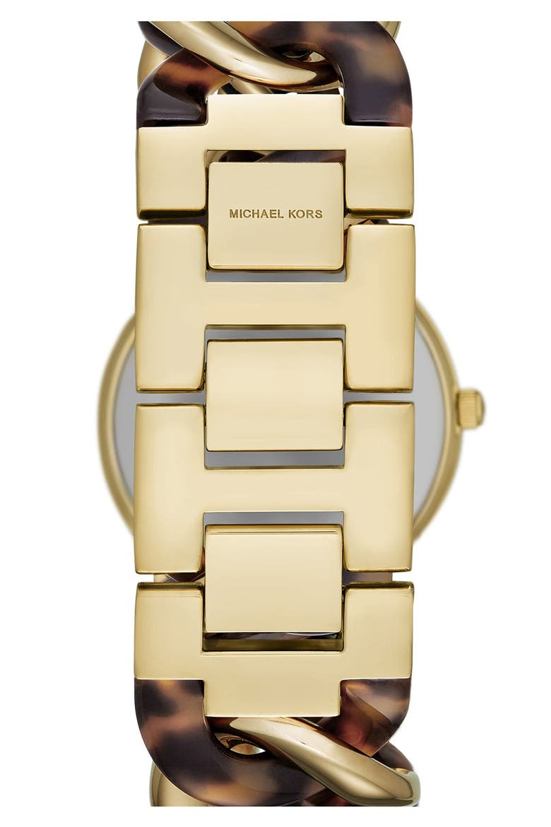 Michael Kors 'Lady Nini' Chain Link Bracelet Watch, 35mm, Alternate, color, GOLD/ TORTOISE