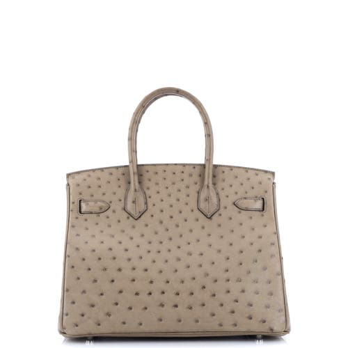 Pre-owned Hermes Hermes Birkin Handbag Brown Ostrich With Palladium Hardware 30 In Brown