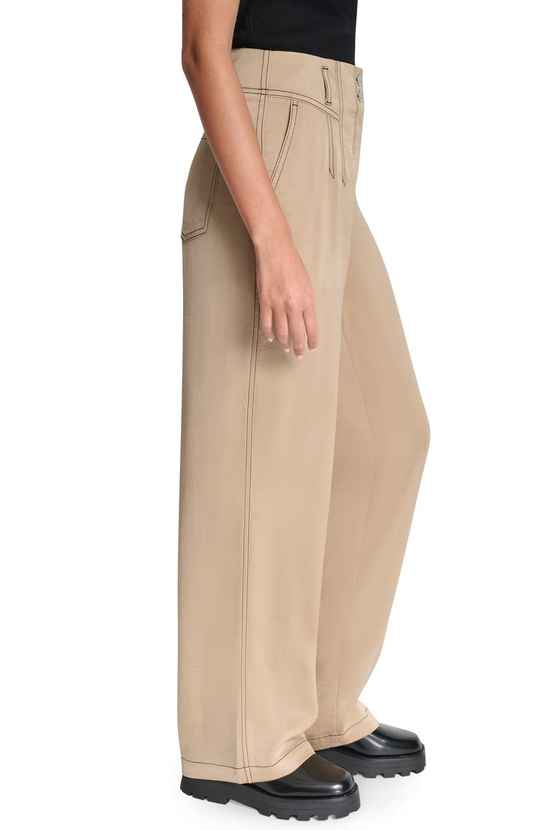 Topstitch Straight Leg Pants, Alternate, color, TRAVERTINE