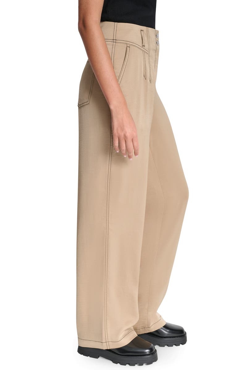 DKNY Topstitch Straight Leg Pants, Alternate, color, Travertine