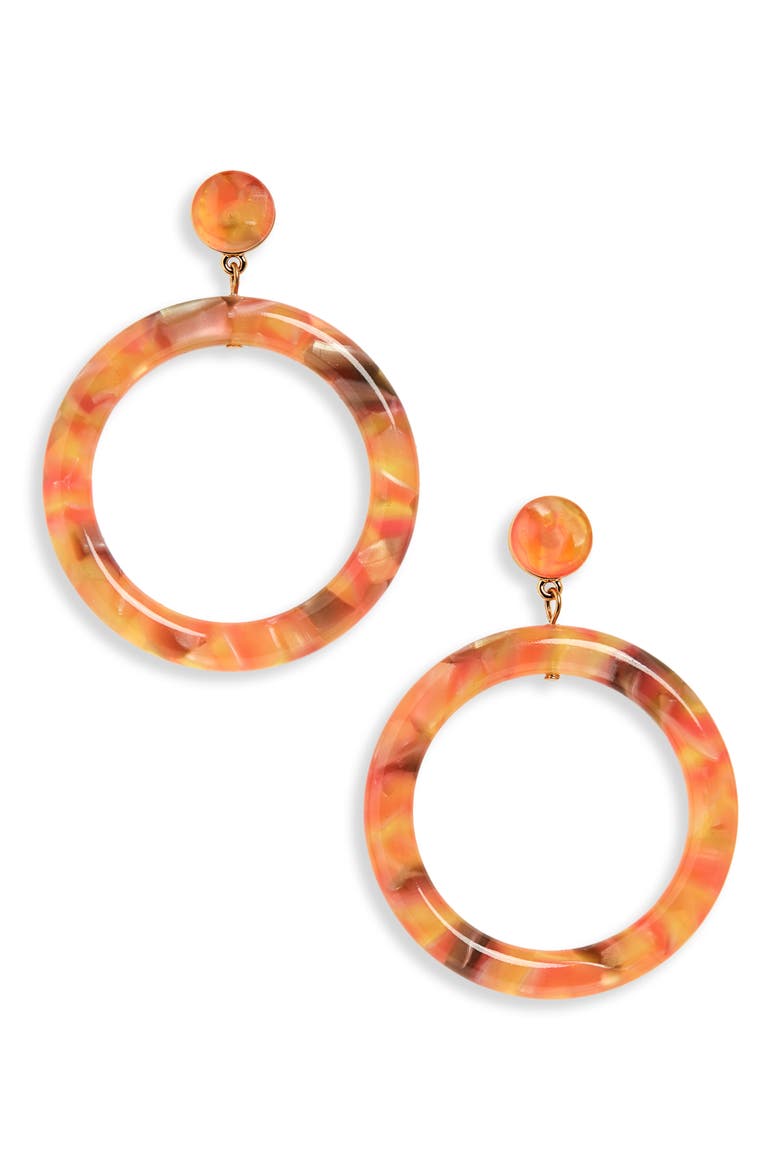 Broadway Hoop Earrings, Main, color, CARAMEL