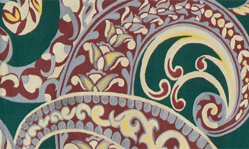 Etro Paisley Long Sleeve Open Back Midi Dress In Green