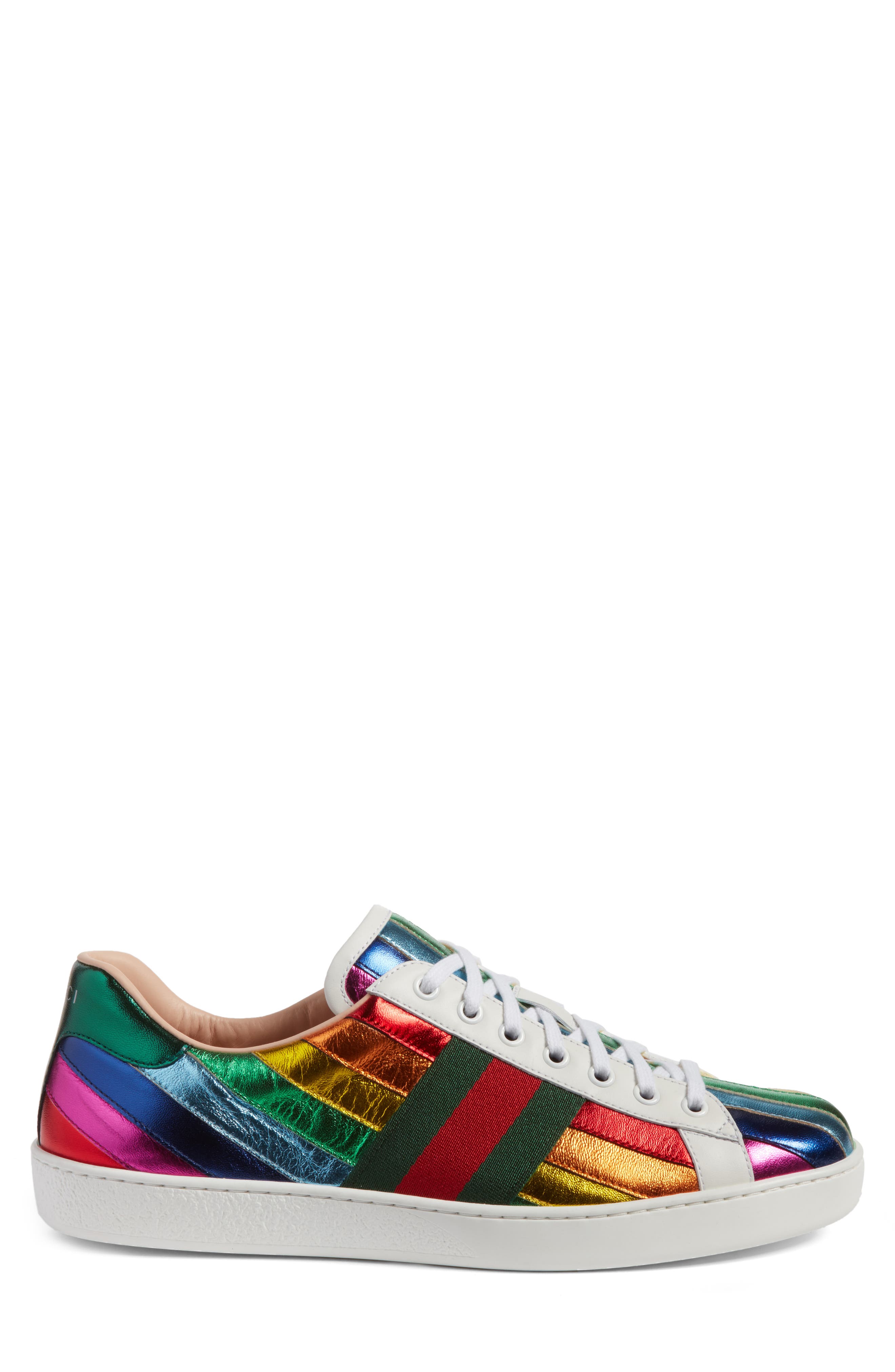 Gucci New Ace Rainbow Sneaker, Alternate, color, 