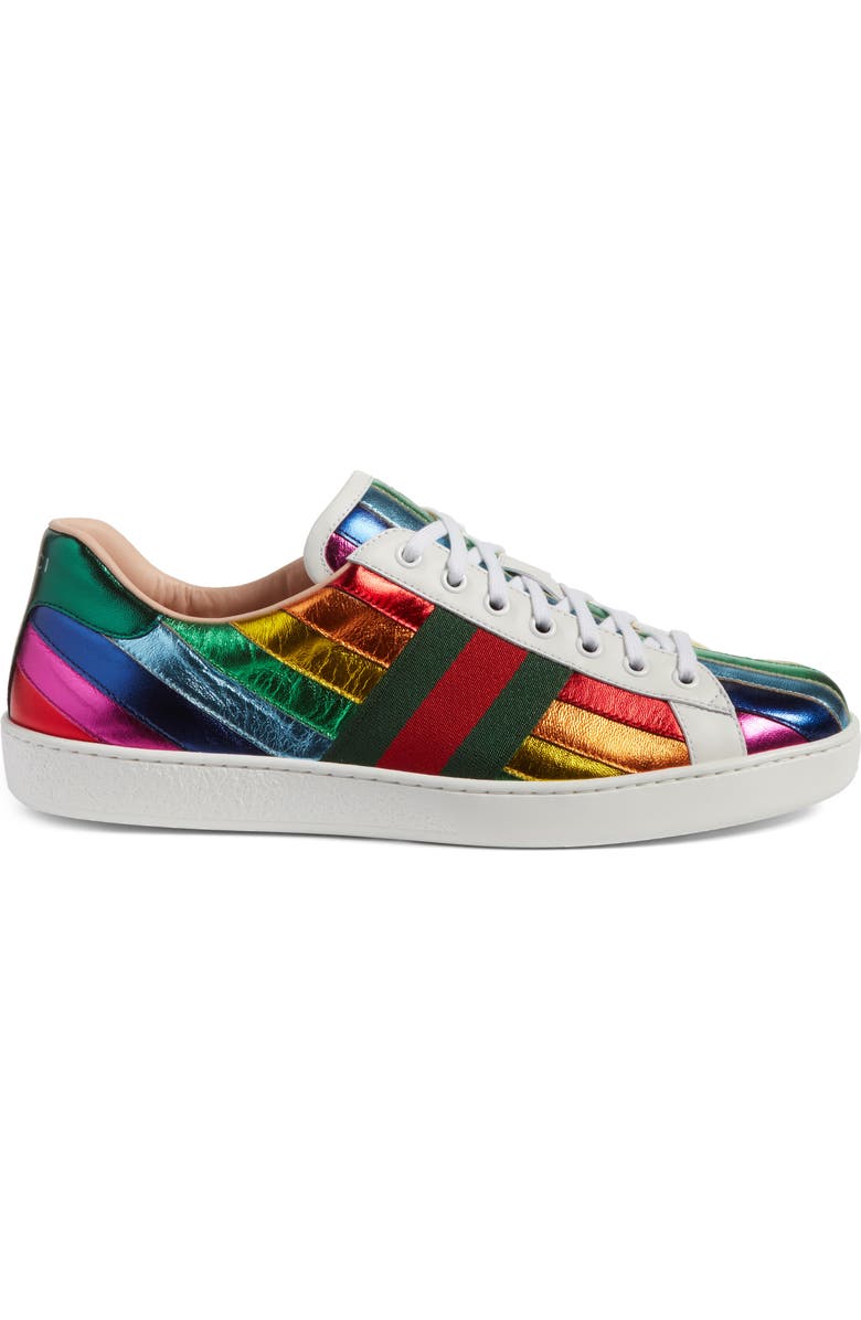 Gucci New Ace Rainbow Sneaker, Alternate, color,