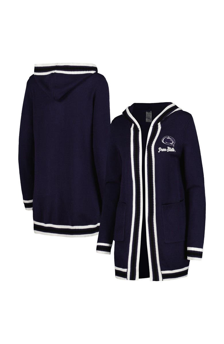 GAMEDAY COUTURE Women's Gameday Couture Navy Penn State Nittany Lions One More Round Tri-Blend Striped Cardigan Sweater, Main, color, Navy