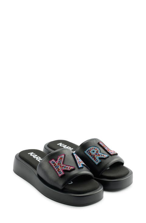 Opal Studs Platform Slide Sandal (Women)