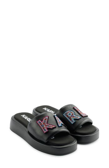 Karl Lagerfeld Opal Studs Platform Slide Sandal