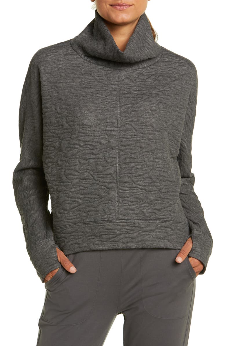 Zella Carey Quilted Funnel Neck Pullover, Main, color,