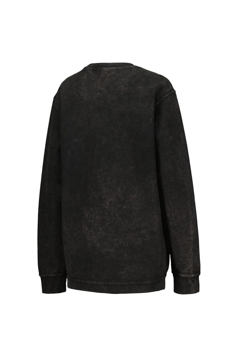Women's Pressbox Black Wisconsin Badgers Comfy Cord Vintage Wash Basic Arch Pullover Sweatshirt, Alternate, color, Black