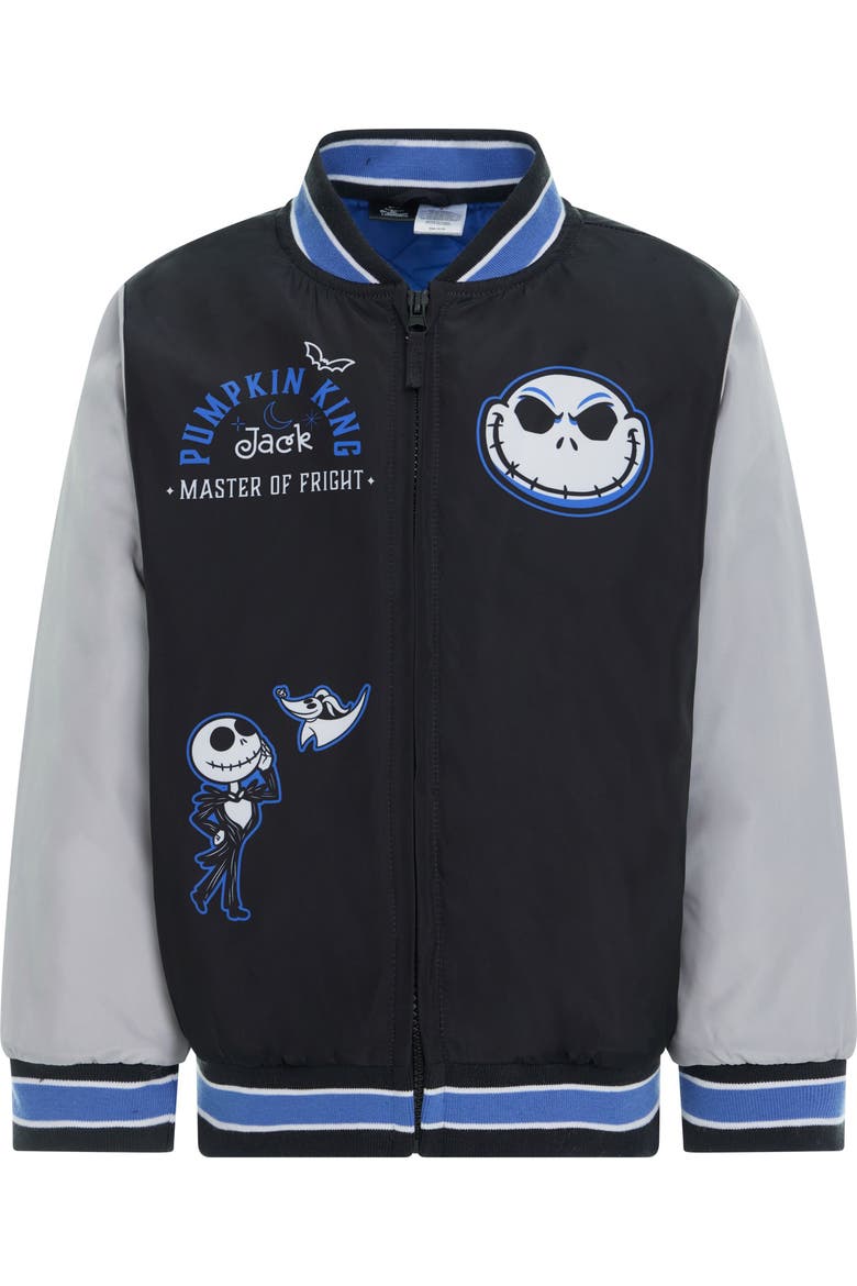 Nightmare Before Christmas Varsity Bomber Jacket, Alternate, color, Black Grey Jack