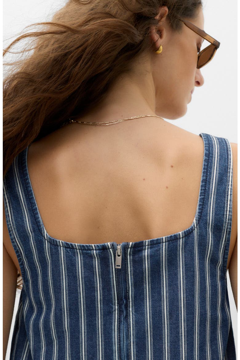 Ruffle Denim Mini Sundress, Alternate, color, DENIM BLUE