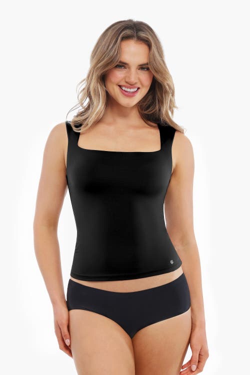 Popilush Cloud-touch Double-layer Shaping Sleeveless Top In Black