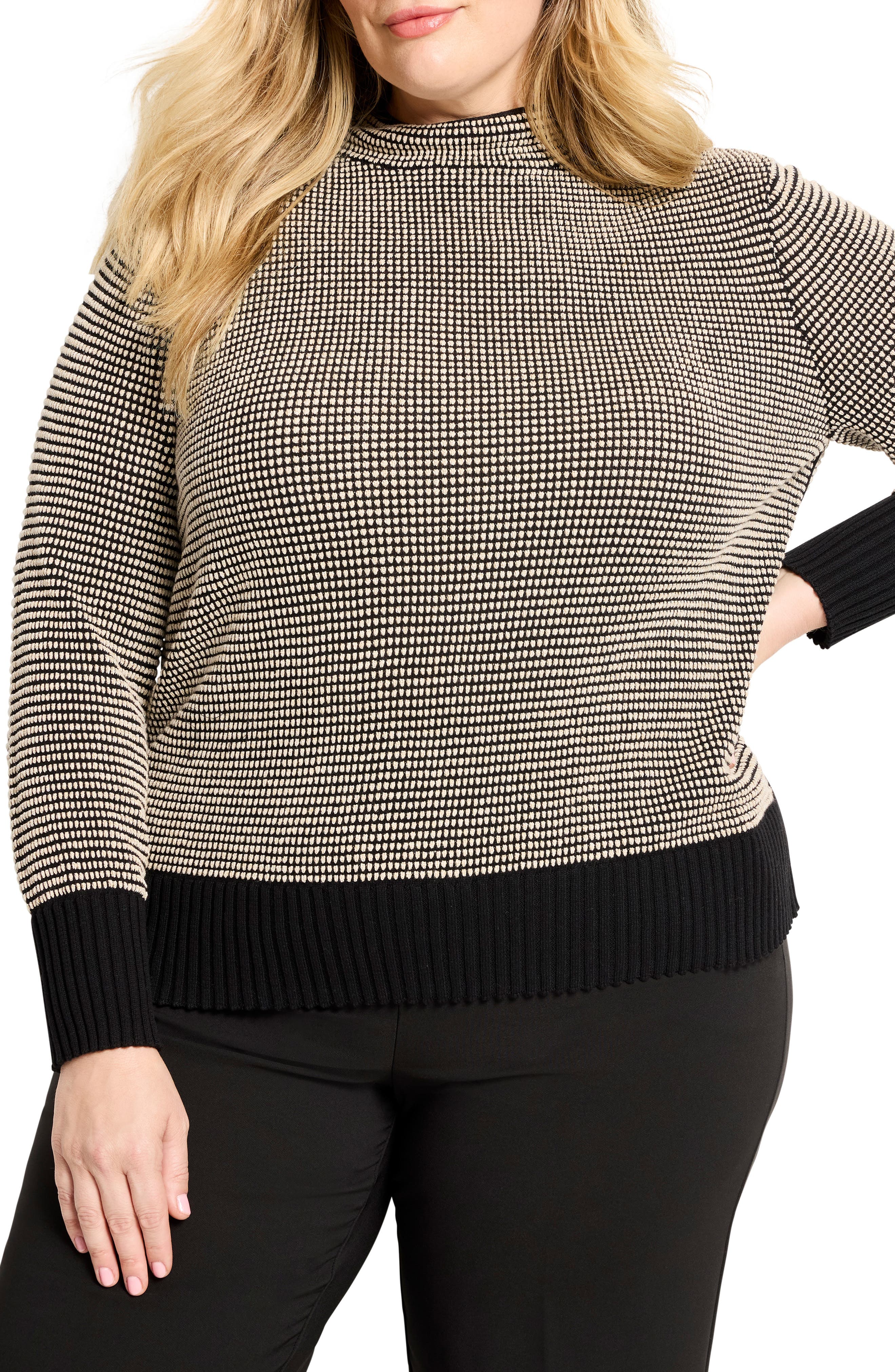 NIC+ZOE Mock Neck Pixel Knit Sweater