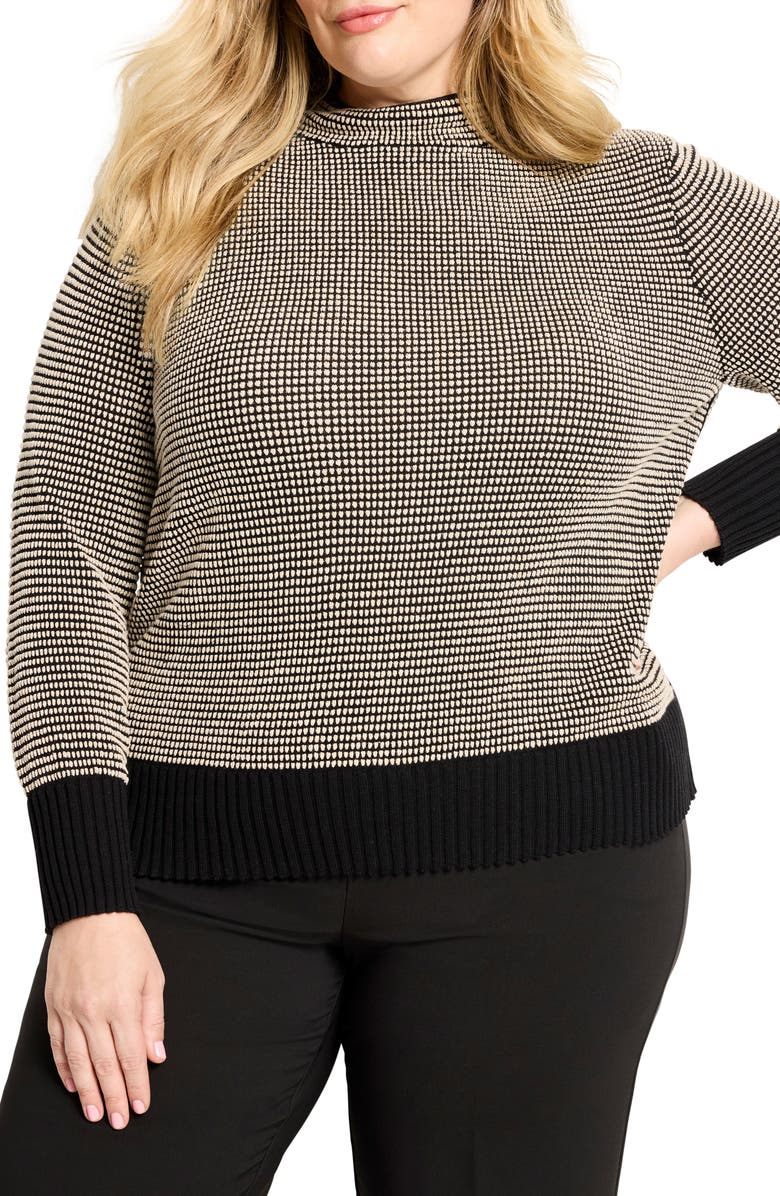 NIC+ZOE Mock Neck Pixel Knit Sweater, Main, color, Black Multi
