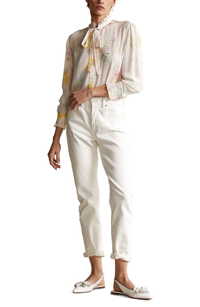 Polo Ralph Lauren Floral Silk Tie Neck Blouse, Alternate, color, 