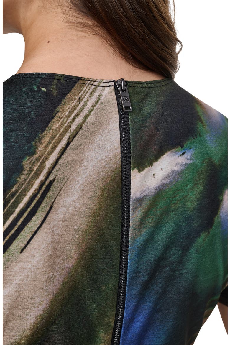 Ruched Front Print Midi Dress, Alternate, color, BRUSHED RIVERSIDE