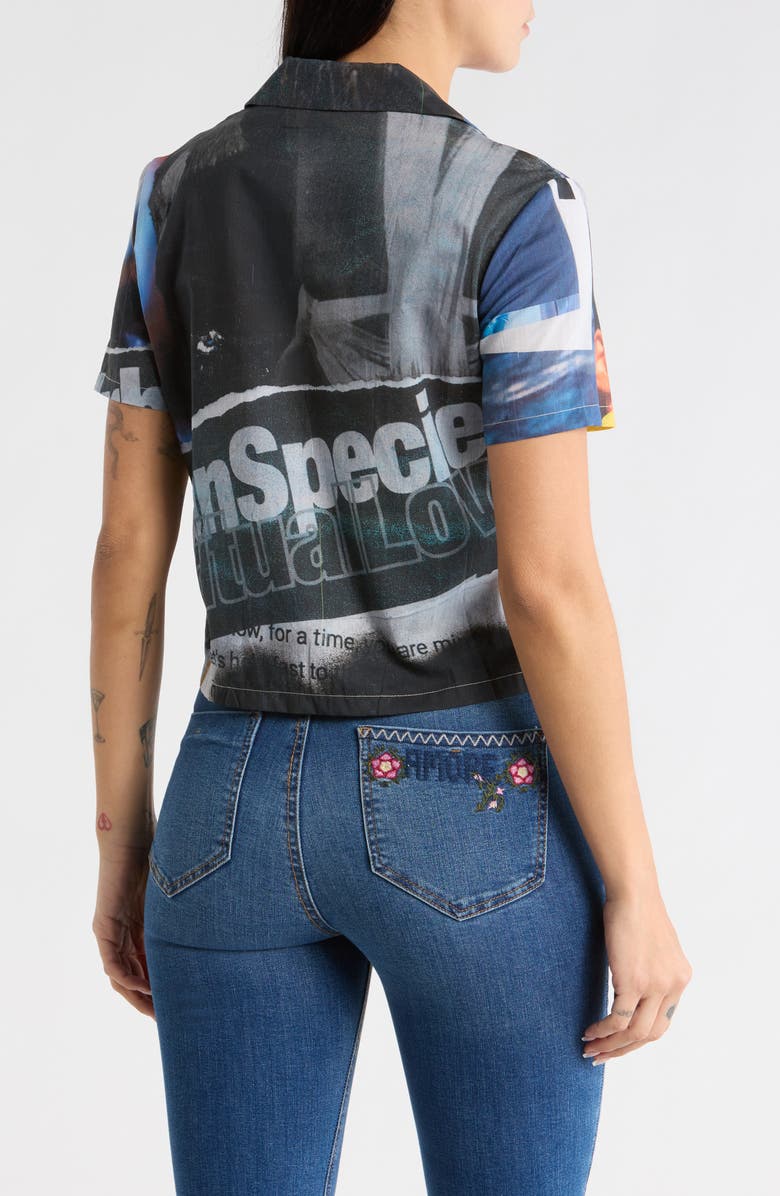 Desigual Patchwork Camp Shirt, Alternate, color, Black