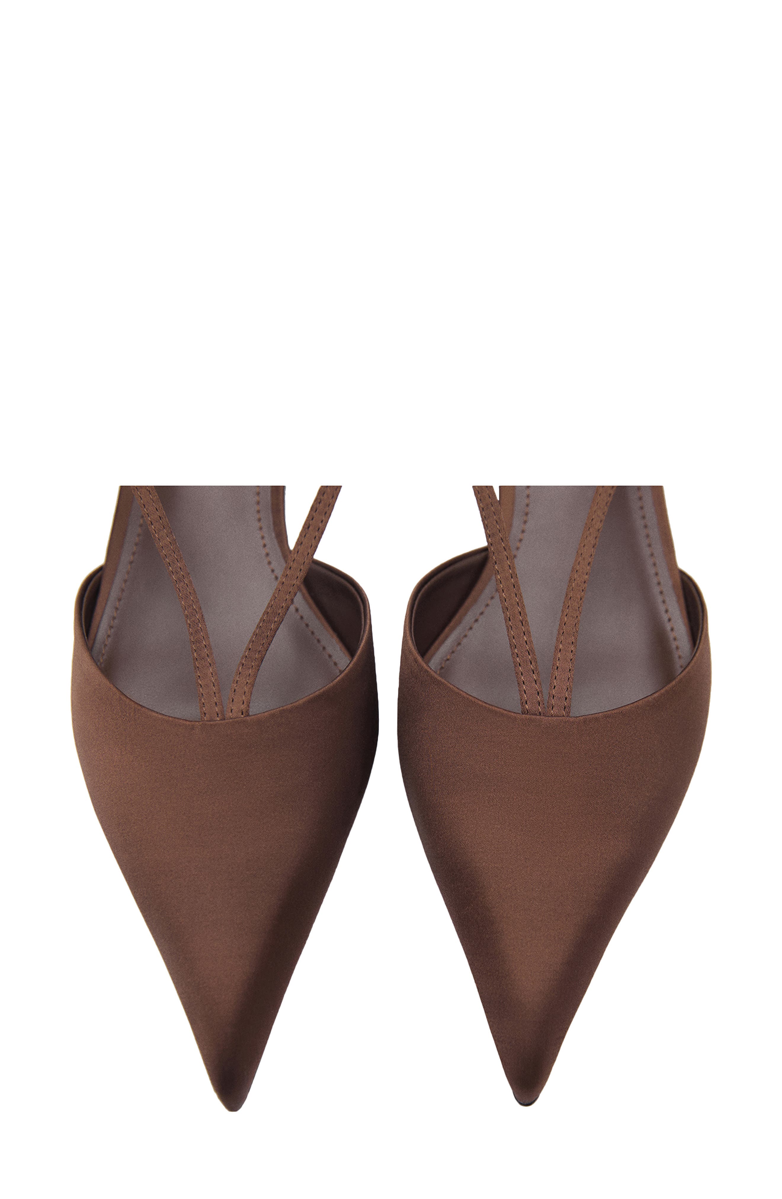 MANGO Kitten Heel Pointed Toe Slingback Pump, Alternate, color, Chocolate