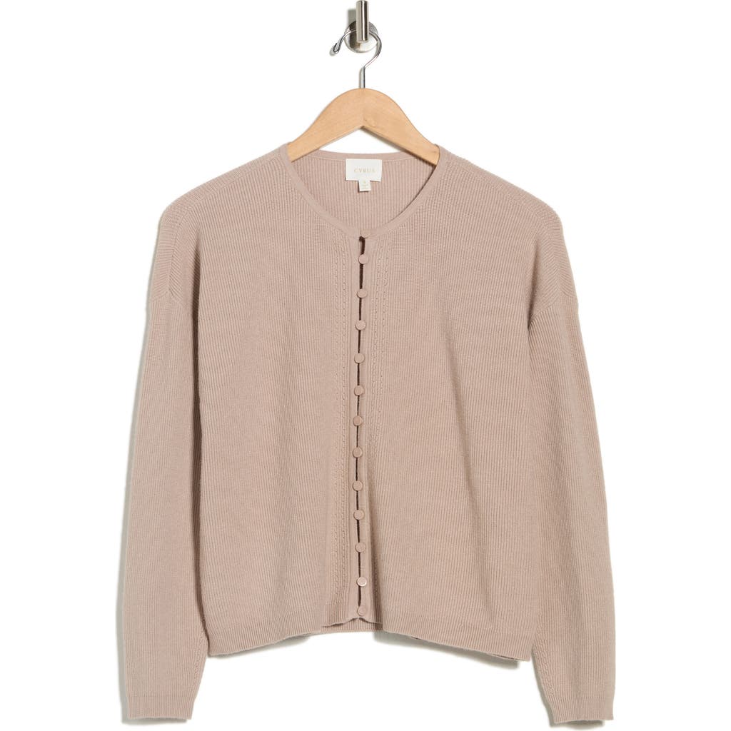 Cyrus Crewneck Button Front Cardigan In Neutral