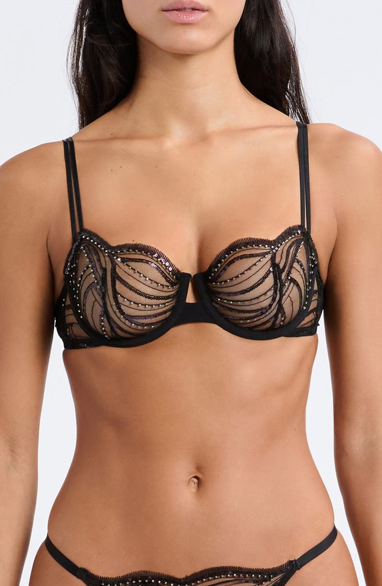 Etam Whisper of Desire Underwire Balconette Bra, Main, color, Black