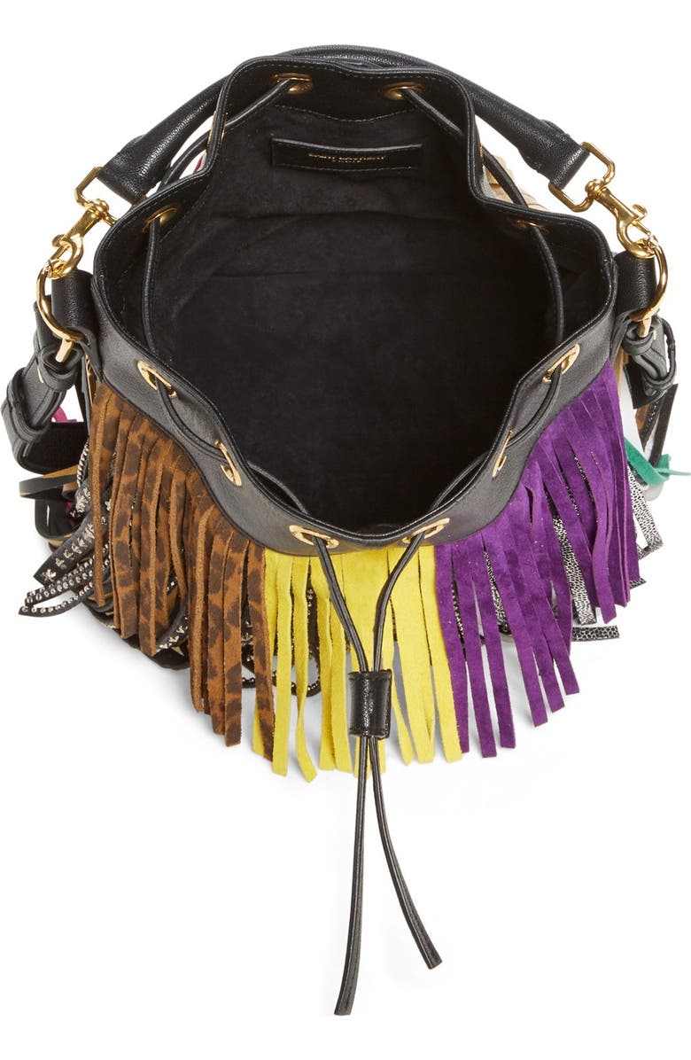 Saint Laurent 'Emmanuelle' Suede Fringe Bucket Bag, Alternate, color,