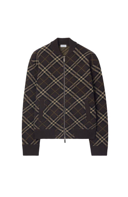 Burberry Check-pattern Wool-cashmere Blend Bomber Jacket In Brown