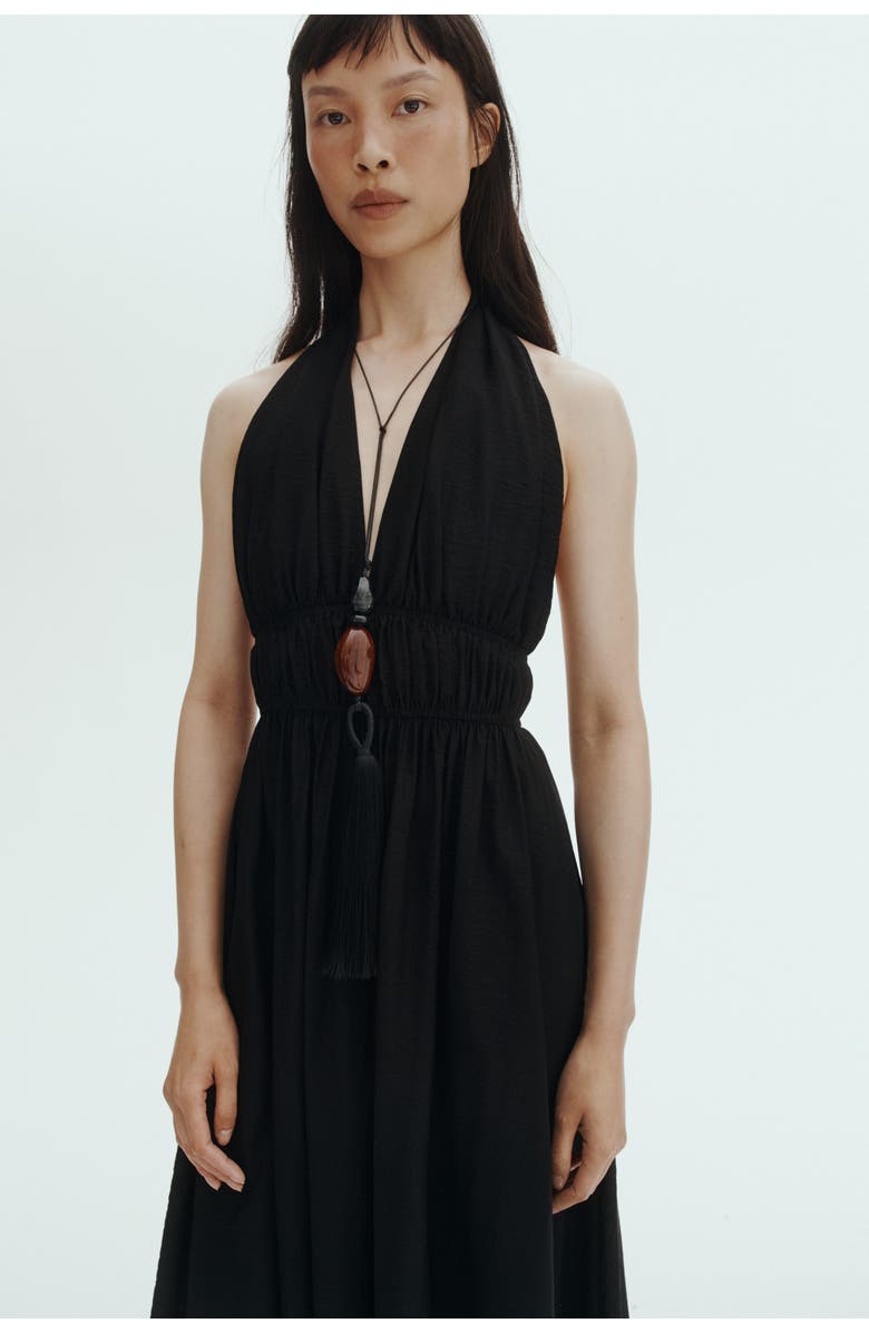 H&M Flared-skirt Halterneck Dress, Alternate, color, Black