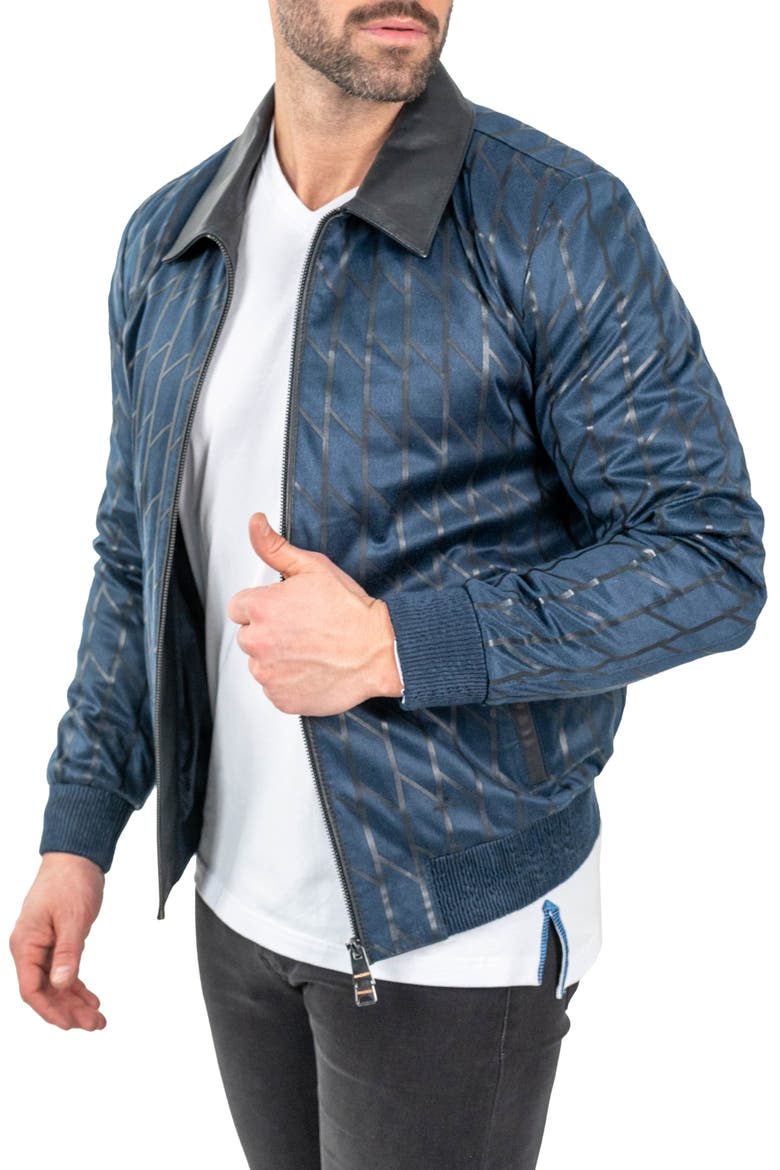 Ladder Print Leather Jacket, Alternate, color, BLUE
