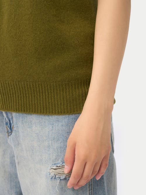 Gobi Mongolian Cashmere Relaxed V-neck Cashmere Vest In Green