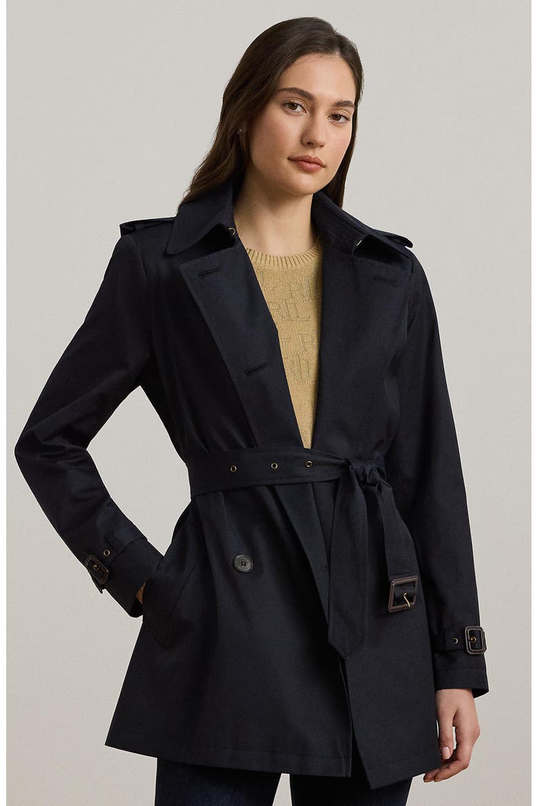 Short Double Breasted Trench Coat, Alternate, color, DARK NAVY