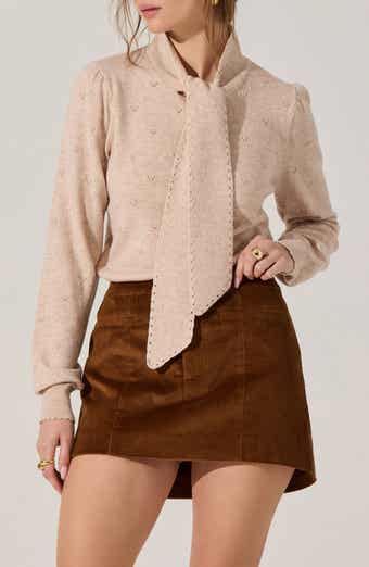 ASTR the Label Ovalia Scarf Neck Pointelle Detail Sweater