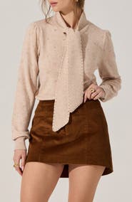 ASTR the Label Ovalia Scarf Neck Pointelle Detail Sweater