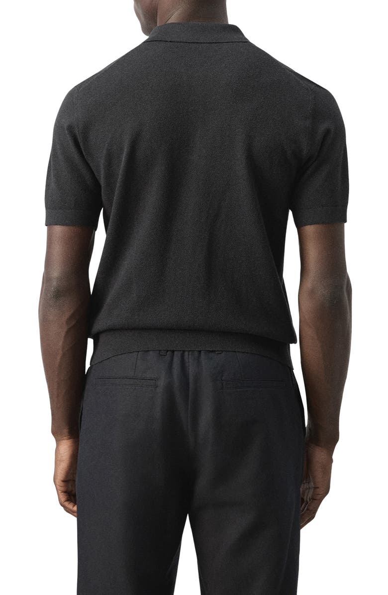 MANGO Fine Knit Polo, Alternate, color, Black