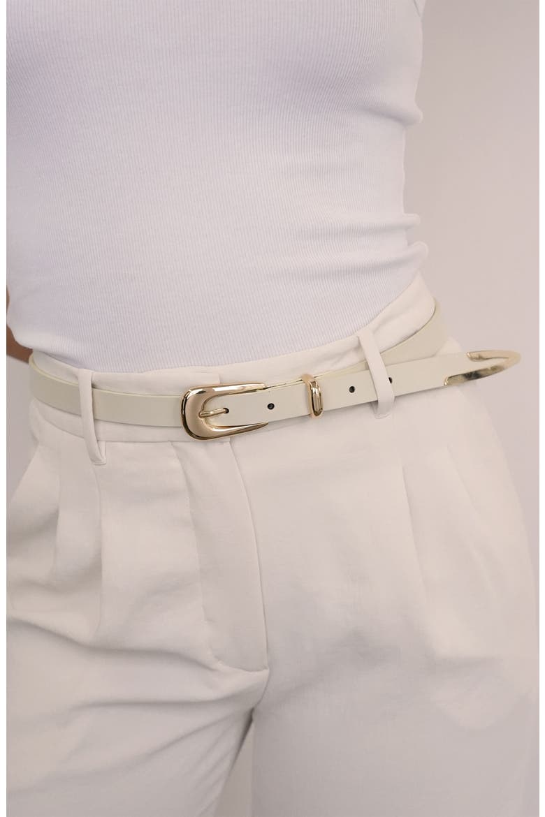 Liquid Metal Western Buckle Belt, Alternate, color, VANILLA