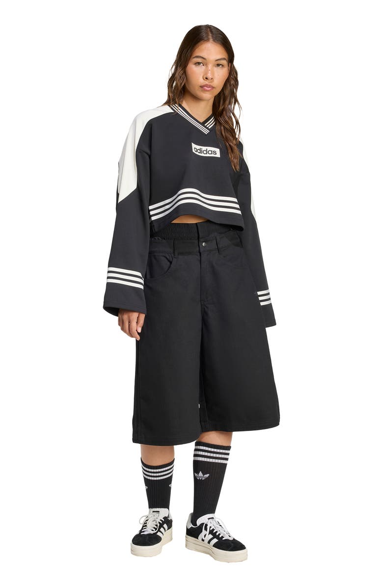 adidas Logo Cotton Blend Crop Sweatshirt, Alternate, color, 