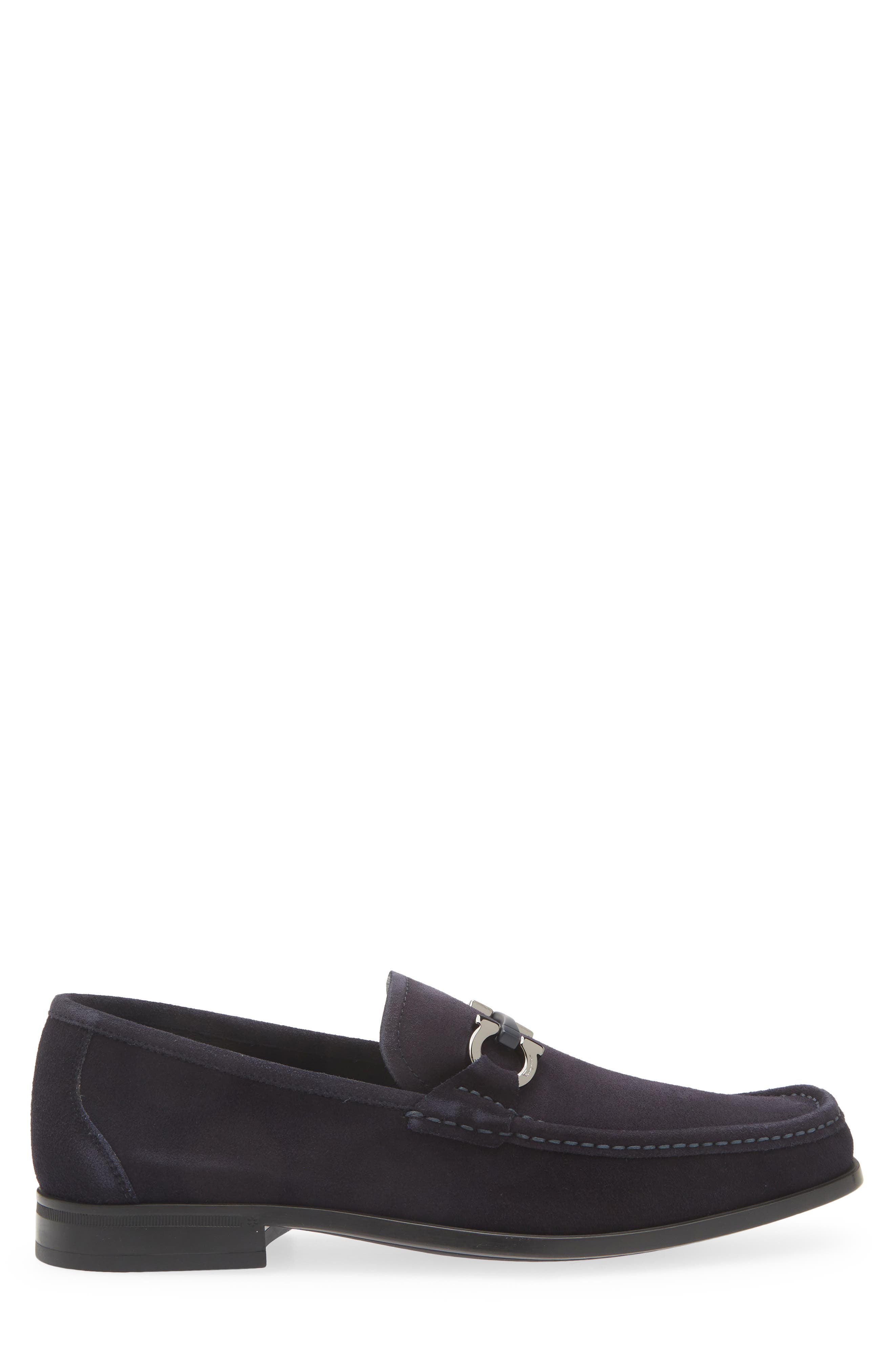 FERRAGAMO Grandioso Double Gancio Bit Loafer, Alternate, color, Navy Nero