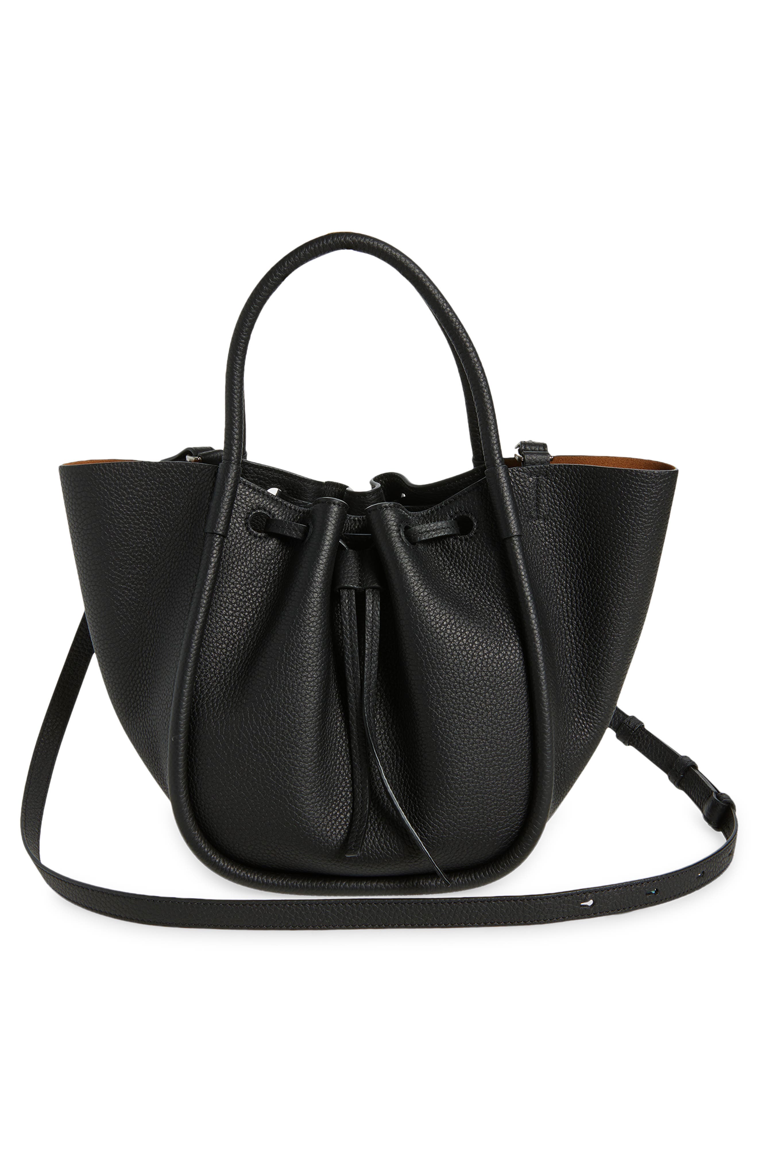 Proenza Schouler Small Ruched Suede Tote, Alternate, color, Black