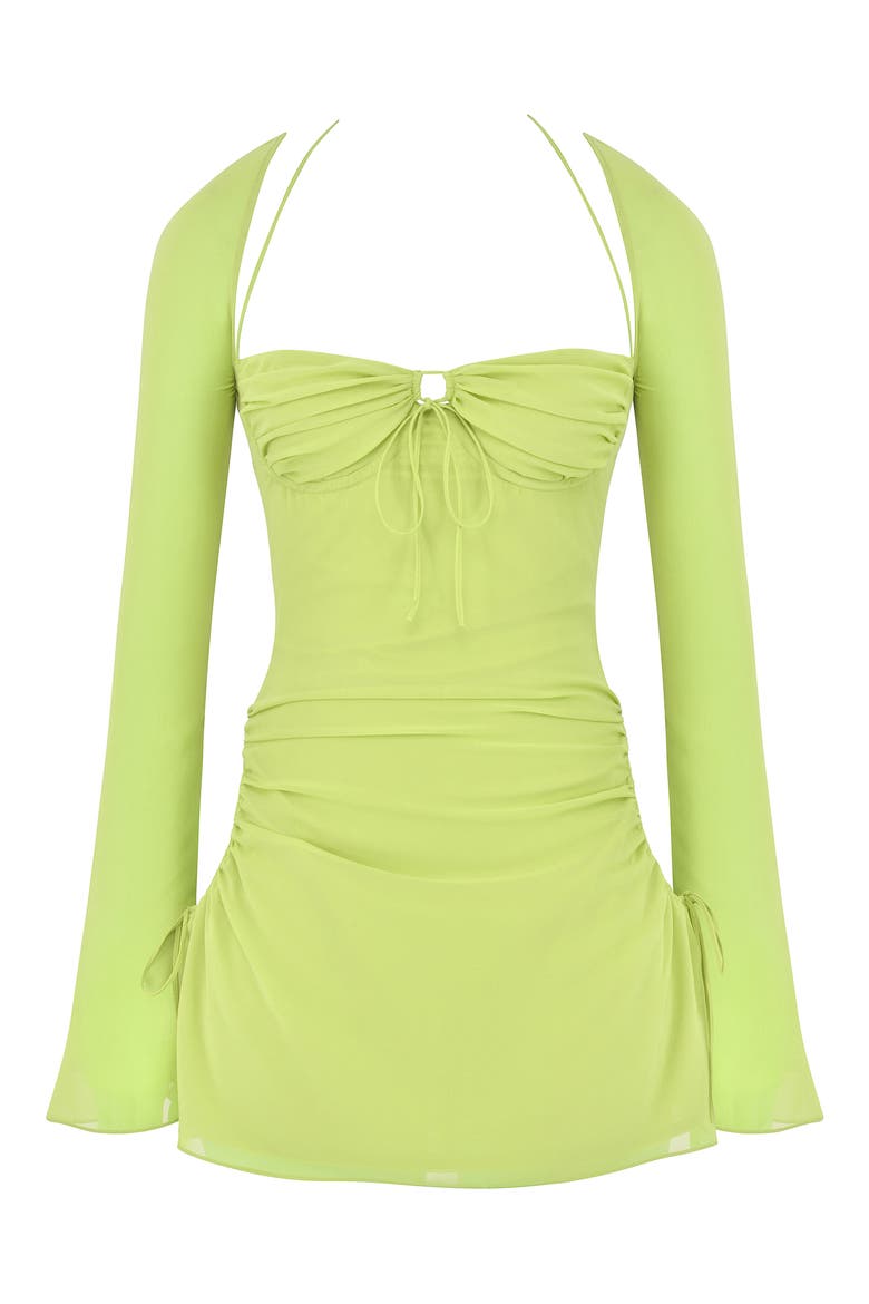 Baby Halter Long Sleeve Minidress, Alternate, color, LIME