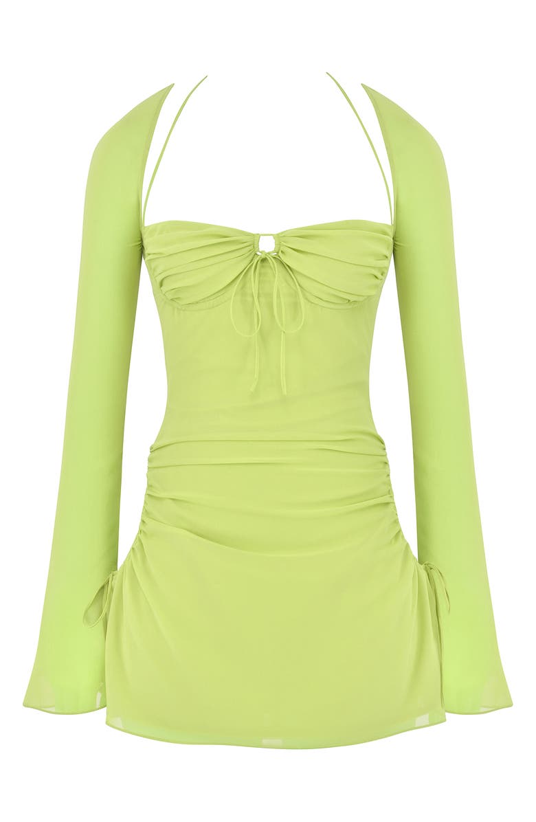 HOUSE OF CB Baby Halter Long Sleeve Minidress, Alternate, color, Lime