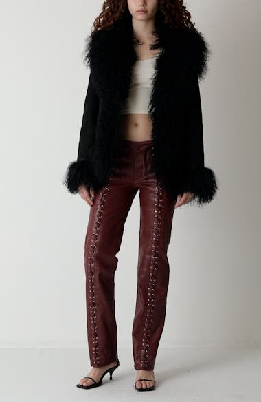 Saks Potts Christina Lace-Up Leather Pants | Nordstromrack
