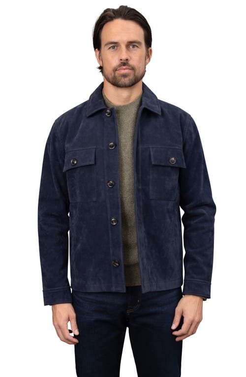 Bagatelle Faux Nubuck Trucker Jacket In Navy