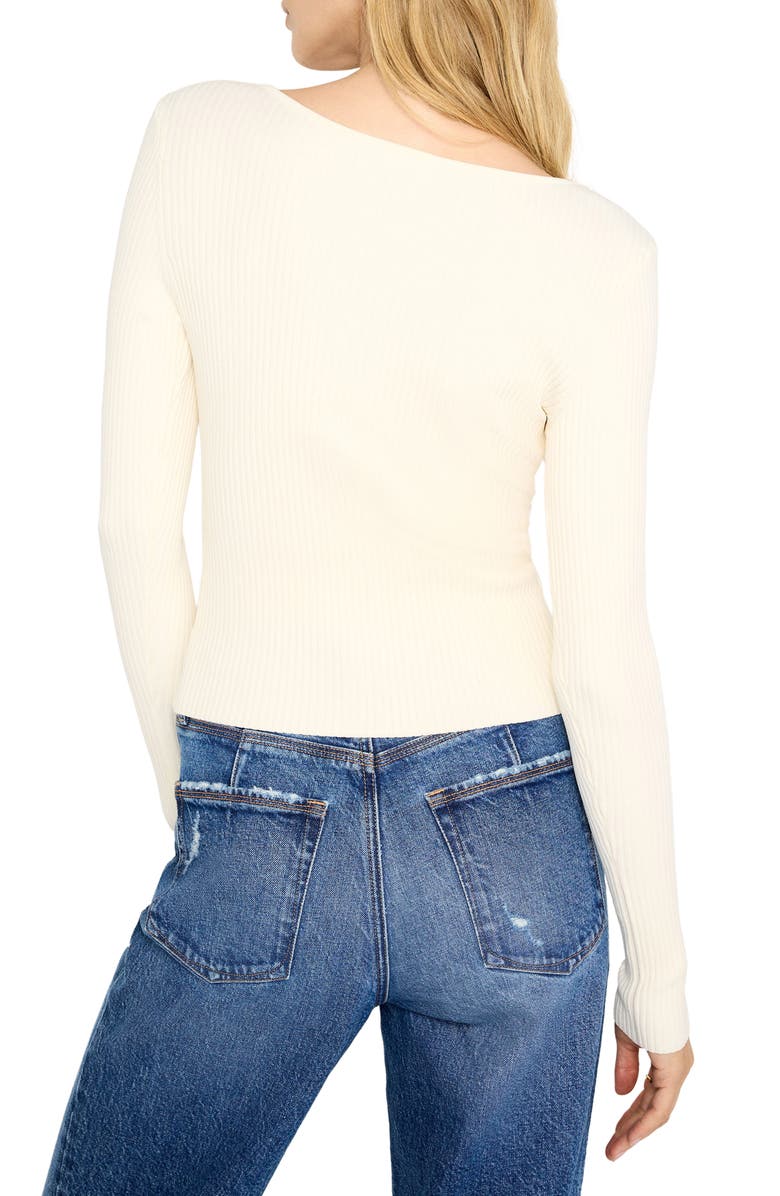 Good American Virgo Rib Zip Cardigan, Alternate, color, Warm Ivory