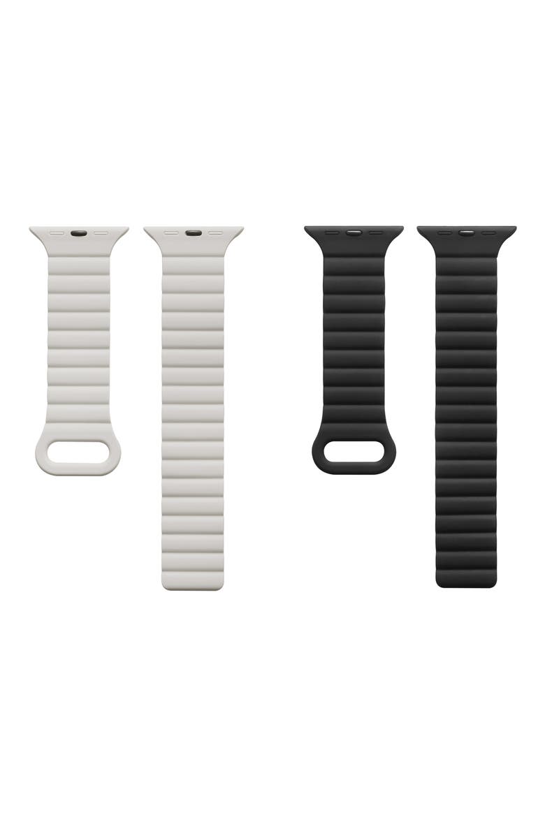 Pack of 2 Magnetic Silicone Watch Bands, Alternate, color, BLACK/ BLUSH PINK
