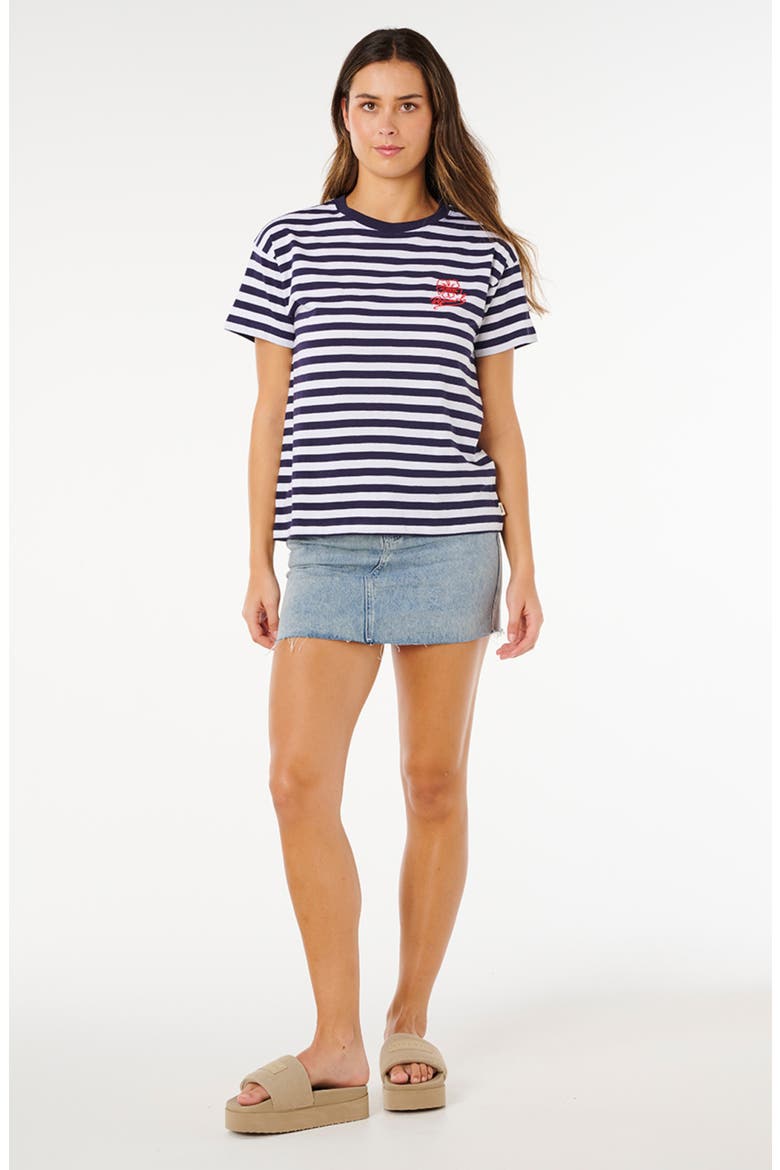 Pacific Stripe Embroidered T-Shirt, Alternate, color, DARK NAVY