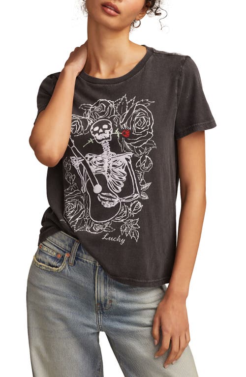 Lucky Brand Guitar Skull Graphic T-shirt In Gray