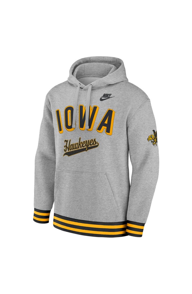 Nike Men's Nike Heather Gray Iowa Hawkeyes Legacy Retro Pullover Hoodie, Alternate, color, Heather Gray