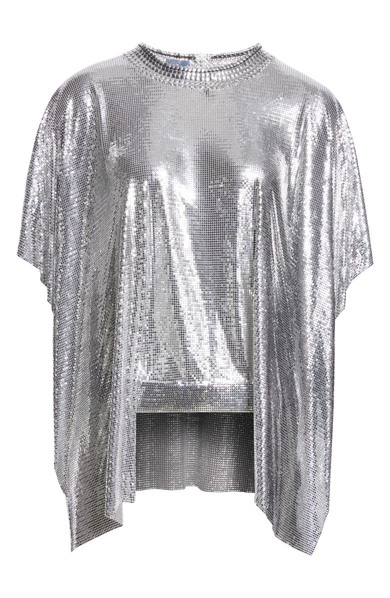 Rabanne Draped Aluminum Mesh Top, Alternate, color,