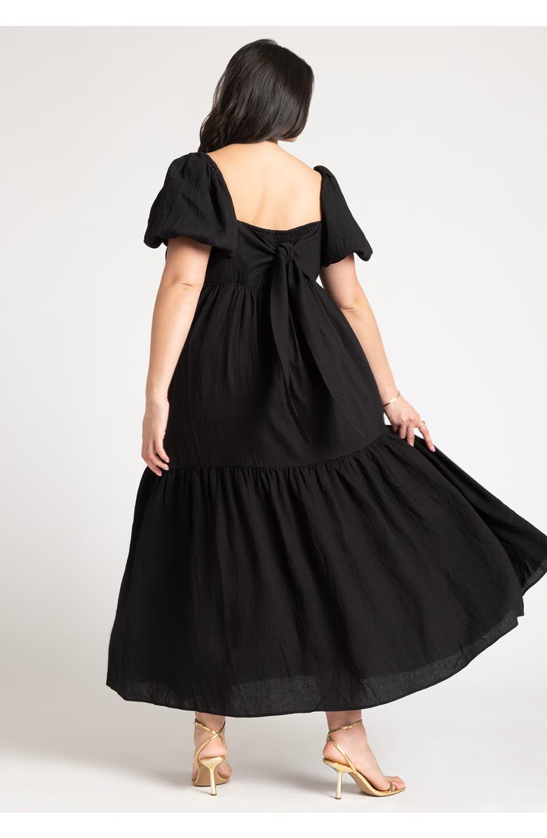 ELOQUII Puff Sleeve Tiered Dress, Alternate, color, Black Onyx