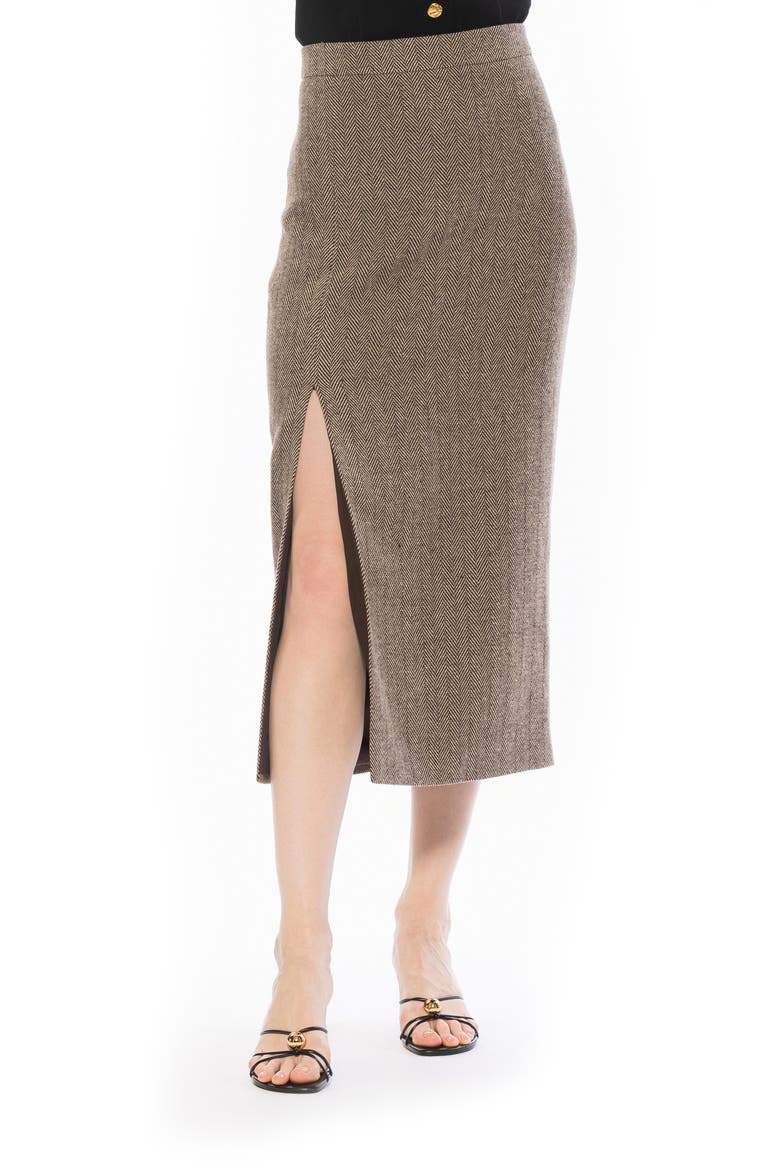 ONYX MIDI SKIRT WITH SIDE SLIT, Alternate, color, HERRINGBONE